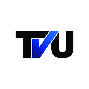 Letter TVU simple monogram logo design vector
