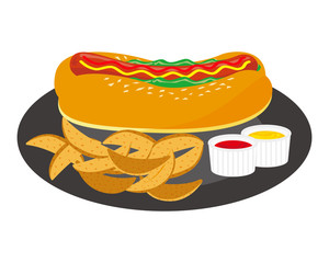 フライドポテトとホットドックのベクターイラスト