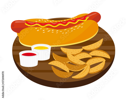 フライドポテトとホットドックのベクターイラスト Wall Mural Nisi