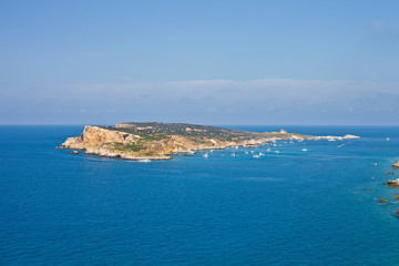 Fototapeta na wymiar Capraia Island, Italy: scenic view of tipycal rocky coastline. Adriatic Sea. Puglia, Italy.