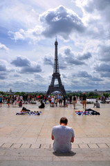 Fototapeta na wymiar Paris, France - 17 June 2011: The Eiffel Tower