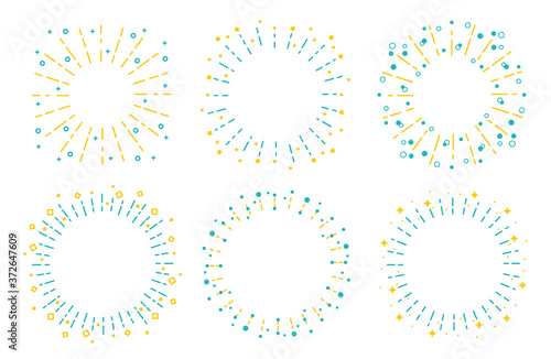 放射線 見出し フレーム タイトル テキストスペース 花火 キラキラ ベクター 素材 セット Accent Wall Mural Acce Popo123