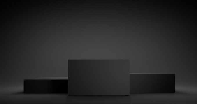 Abstract geometric black winner podium - 3d illustration	
