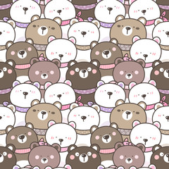 Seamless Pattern of Cute Cartoon Bear Illustration