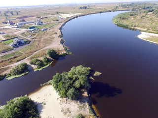 Aerial view of the saburb landscape (drone image). Near Kiev