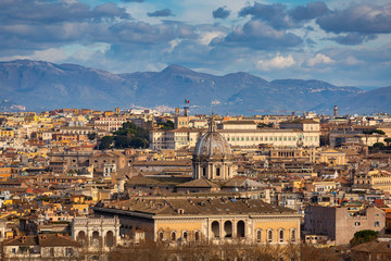 Fototapeta na wymiar Aerial view of the Rome city with bueautiful architecture, Italy