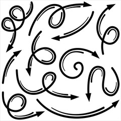 set of hand drawn arrows .Vector doodle design elements. Illustration on white background.for business infographic, banner, web and concept design.