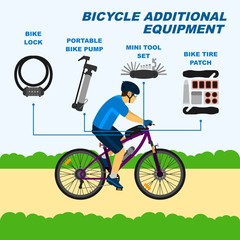 Additional accessories for cycling safety, lock pump toolset and tire patch.
