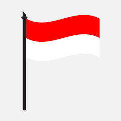 Indonesia waving flag on flagpole. icon vector illustration.