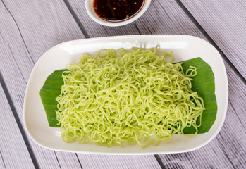 Thai Bamee Yok or Green Noodles 