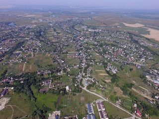 Fototapeta na wymiar Aerial view of the saburb landscape (drone image). Near Kiev