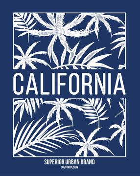 Retro California beach vector graphic for t-shirt prints, posters and other uses.
