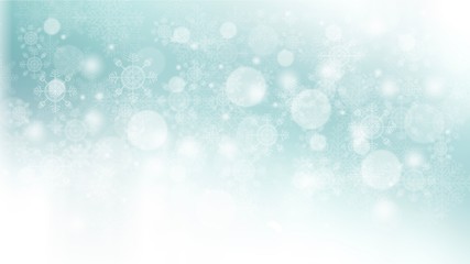 abstract christmas background with snowflakes green pastel white bokeh stars blurred beautiful shiny light, use for card new year wallpaper backdrop