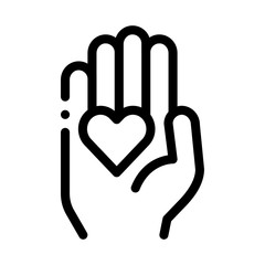 heart on palm icon vector. heart on palm sign. isolated contour symbol illustration