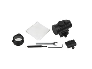 modern black collimator sight isolated on white back