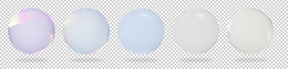 Bubble soap or glass balls. 3d rendering design.