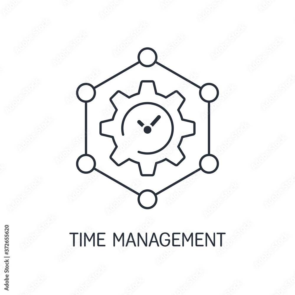 Poster time management . vector linear icon isolated on white background.