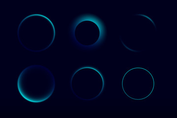 Neon Glow Circle Graphic Asset Vector Illustration set