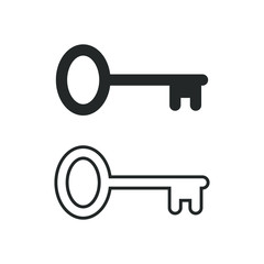 Key icon symbol set. Security access logo. Simple flat shape safety sign. Black silhouette isolated on white background. Vector illustration image.