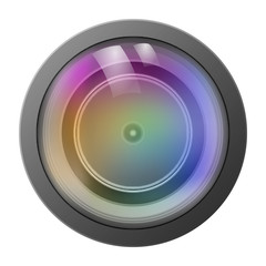 Lens icon, camera photo lens, 3D realistic icon. Vector illusration.
