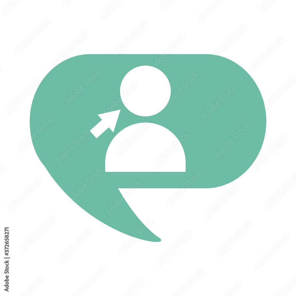 Poster avatar user with arrow cursor flat style icon