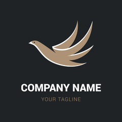 Fototapeta premium Bird Creative Logo Illustration Template. Suitable for Creative Industry, Multimedia, Entertainment or Educations on Black Background