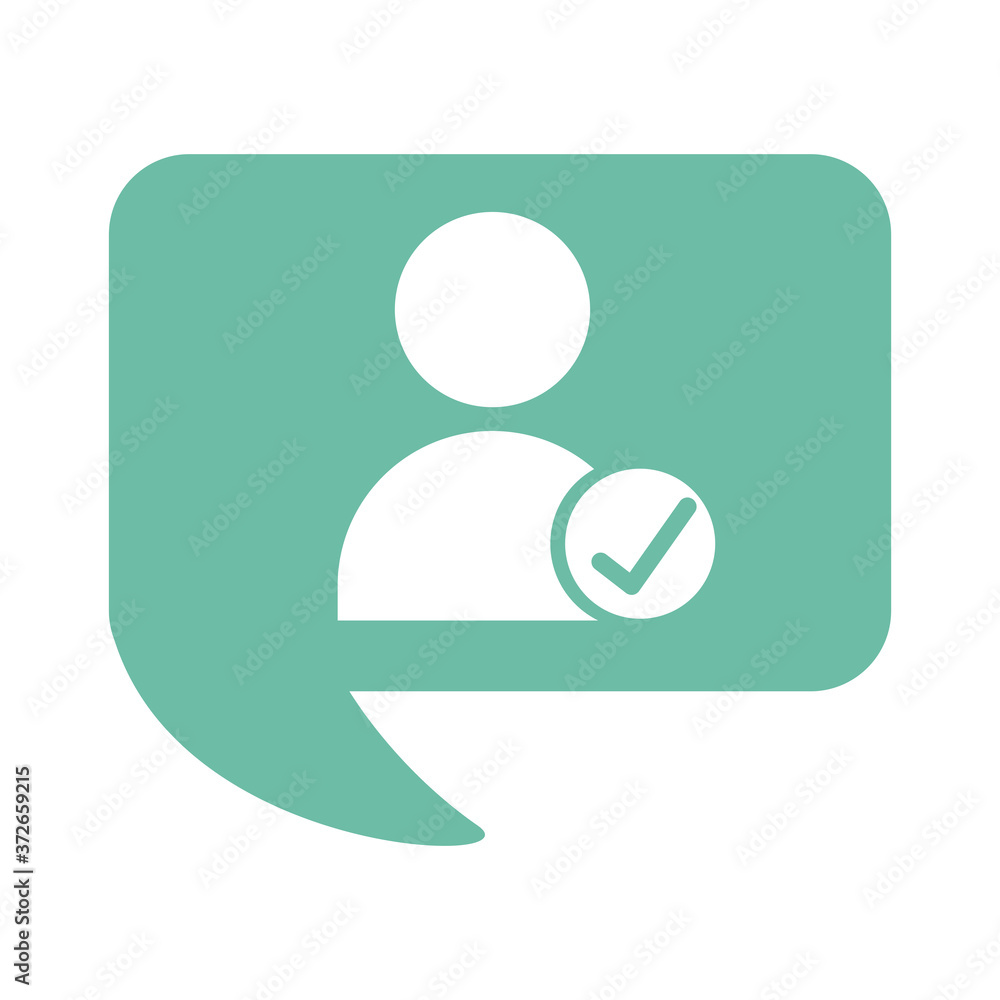 Poster avatar user with check symbol flat style icon