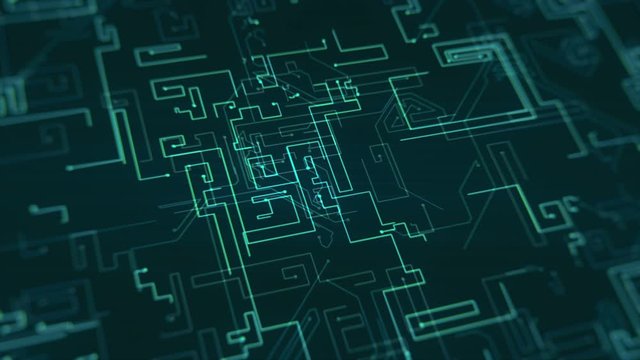Futuristic abstract background with visual effects and hud.