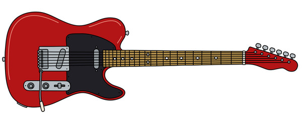 The vectorized hand drawing of a classic black and red electric guitar - 372660020