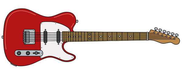 The vectorized hand drawing of a classic red electric guitar - 372660091