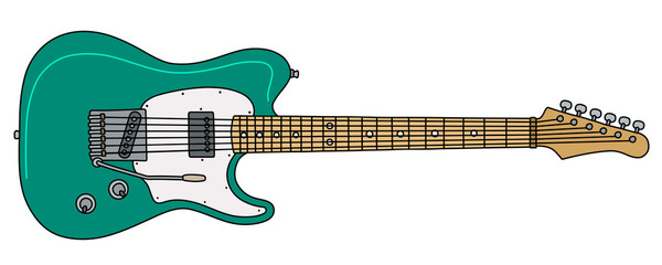 Obraz na płótnie Canvas The vectorized hand drawing of a classic green electric guitar