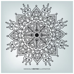 Luxury vector pattern in form of mandala for Henna, Mehndi, tattoo, decoration. Decorative gold ornament in ethnic oriental style. Mindfulness background.