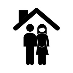 family parents couple pregnancy in house figures silhouette style icon