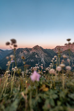 Sonnenuntergang in den Allgäuer Alpen / Hochalpen im Allgäu bei Oberstdorf