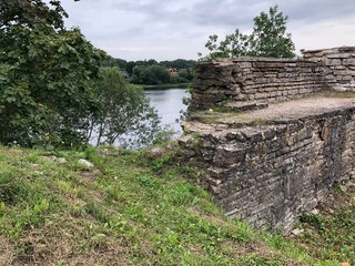 a river in Karelia on a cloudy August summer day