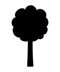 Deciduous tree icon silhouette. Vector illustration isolated on white background.