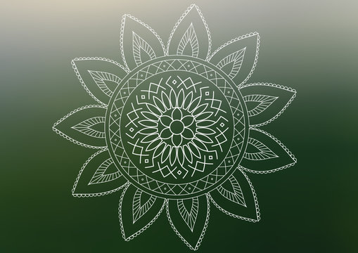 Mandala geometric round monochrome ornament arabesque.