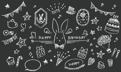 チョーク風　手描きのバースデーイラスト