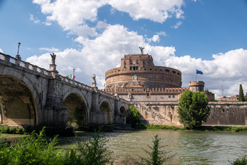Fototapeta premium Castel and Ponte Sant'Angelo in Rome, Italy