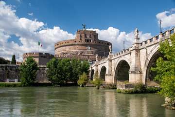 Castel and Ponte Sant'Angelo in Rome, Italy