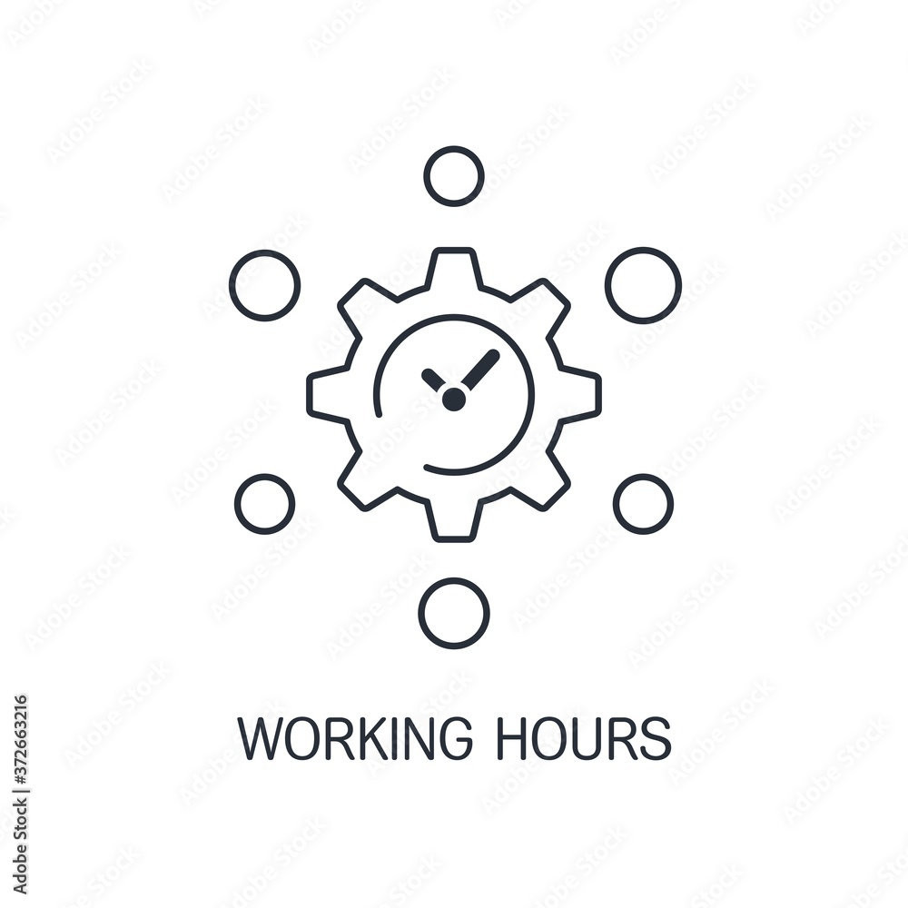 Poster clock, schedule. distribute working hours. vector linear icon isolated on white background.
