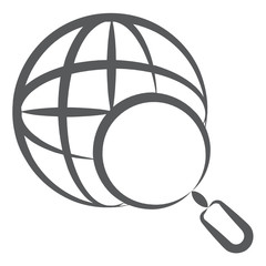 
Globe under magnifying glass, global analysis concept icon
