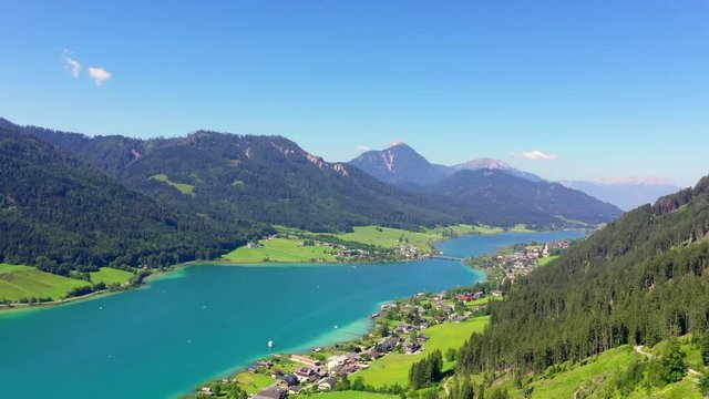 Weissensee in Carinthia. Famous lake in the South of Austria. 