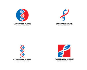 Set of DNA Logo Icon Design Vector