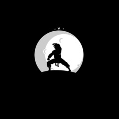 Martial Art Master silhouette logo design vector