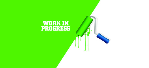 yellow warning sign. Work in progress background.	