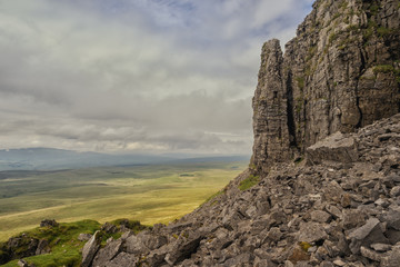 Pen-y-ghent or Penyghent is a fell in the Yorkshire Dales, England. It is the lowest of Yorkshire's Three Peaks at 2,277 feet; the other two being Ingleborough and Whernside