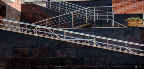 stainless steel handrail in a modern building
