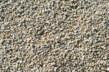 Drainage systems from small pebbles. Garden drainage for plants and trees. Yellow stones for roads...