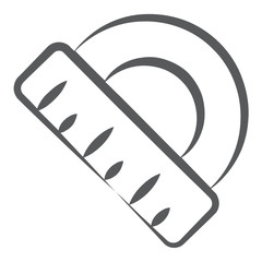 
D shape ruler icon in doodle design, protractor vector 
